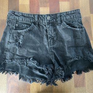 Black Ripped Denim Short Shorts